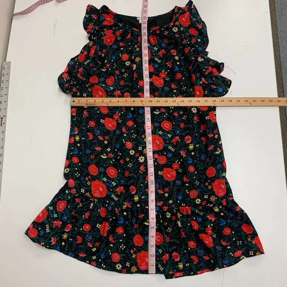 J Crew Floral Flutter Sleeve Shift Dress Womens S Small Keyhole Sleeveless Lined